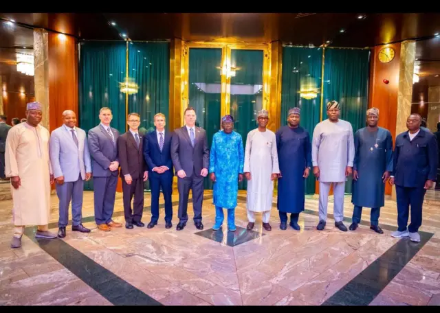Ọchịagha General Dagvin Anderson na ndị nnọchiteanya United States Africa Command (USAfricom) bịara zute Onyeisiala Bola Tinubu n'Aso Villa n'ụbọchị Sọnde 8 Febụwarị 2026