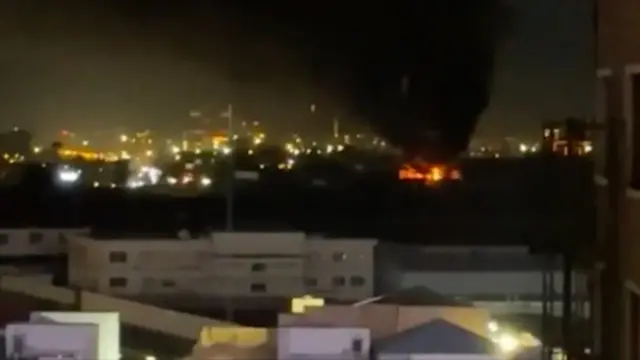 دود و آتش برخاسته از کنسولگری امارات در اربیل عراق