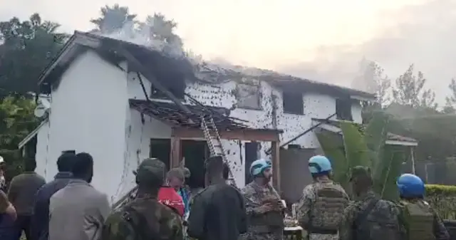 Inzu yagabweho igitero cya drone mu gitondo kare kuri uyu wa gatatu i Goma, nk'uko abakuru ba M23 babivuga