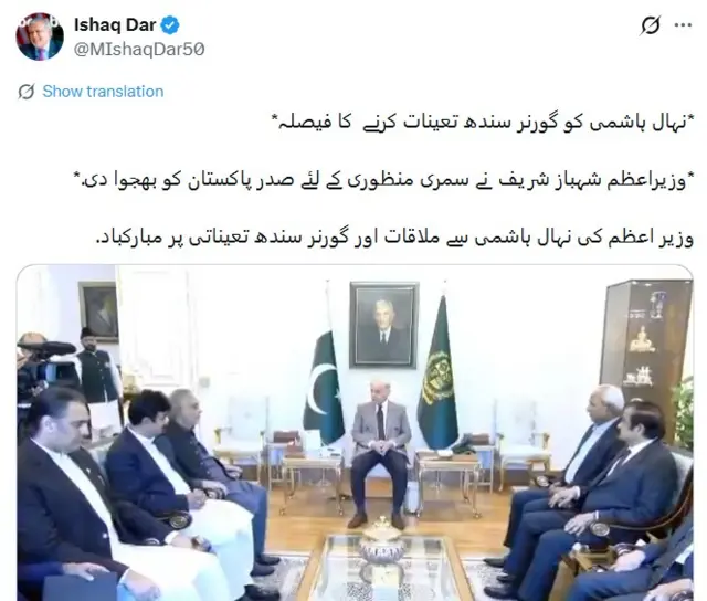 نہال ہاشمی کو گورنر سندھ تعینات کرنے کا فیصلہ