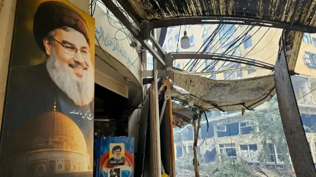 ساختمان‌های سوخته پس از حملات به حومه جنوبی بیروت