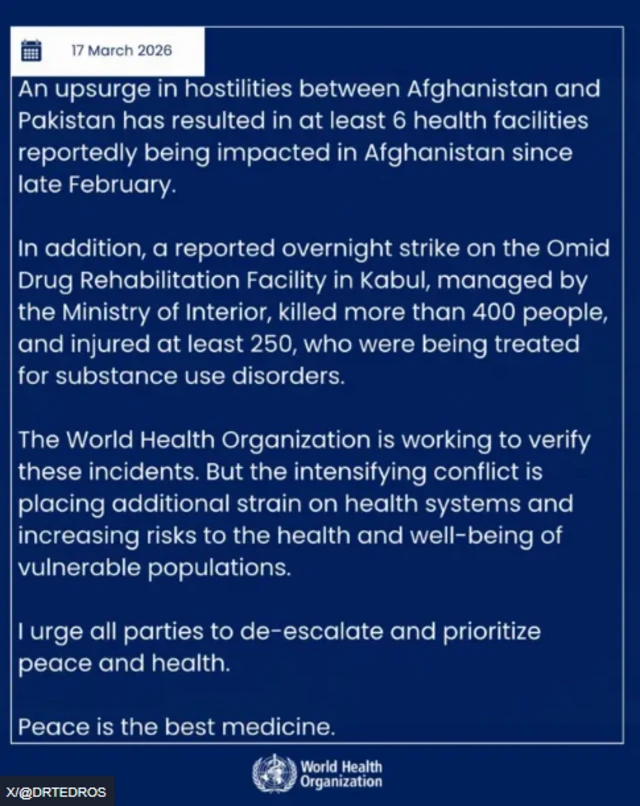 د روغتیا نړیوال سازمان د مشر پيغام