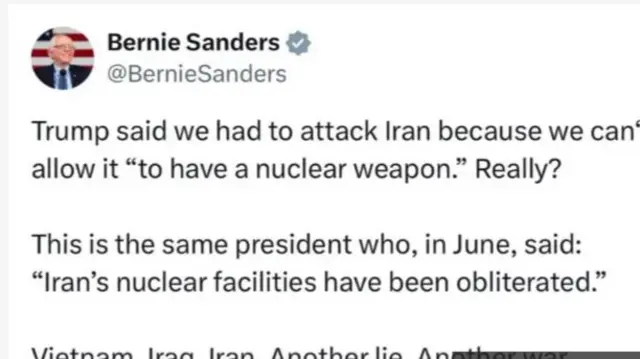 সিনেটর বার্নি স্যান্ডার্সের পোস্ট