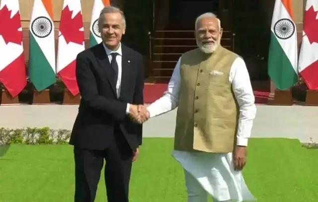 মার্ক কার্নি (বাঁয়ে), নরেন্দ্র মোদী (ডানে) - দিল্লিতে সোমবার বৈঠকের আগে