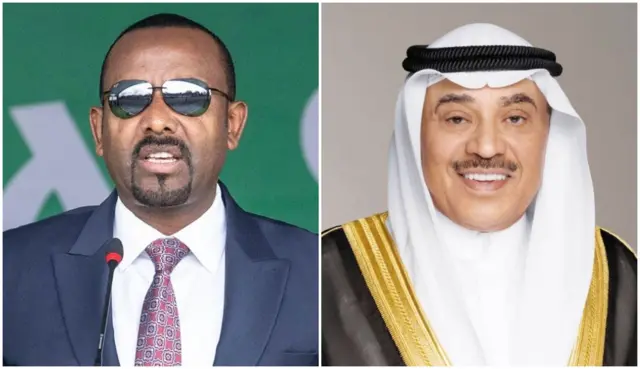 ጠቅላይ ሚኒስትር ዐቢይ እና የኩዌት ልዑል አልጋ ወራሽ ሼክ ሳባህ ኻሊድ አል ሀማድ አል ሳባህ