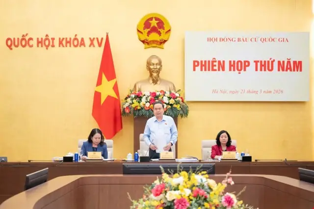 Chủ tịch Hội đồng Bầu cử Quốc gia Trần Thanh Mẫn đang chủ trì phiên họp