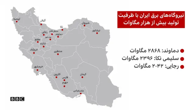 نیروگاه‌های برق ایران با ظرفیت تولید بیش از هزار مگاوات