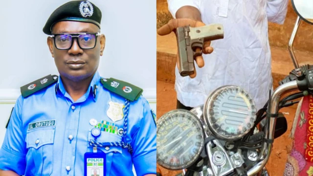 Kọmishọna ndị uwe ojii na steeti ahụ bu Ikioye Orutugu na otu onye n'ime ndị ejidere.