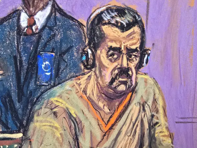 Nicolás Maduro en bocetos de la audiencia