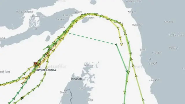 نقشه دریایی عبور از تنگه هرمز