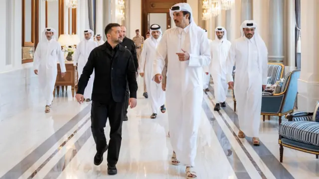 دیدار ولودیمیر زلنسکی با شیخ تمیم بن حمد بن خلیفه آل‌ثانی