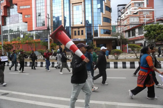 काठमाण्डूको बबरमहलमा विरोध प्रदर्शन