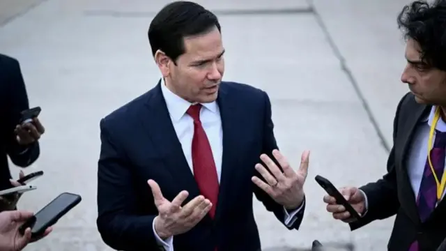 Waziri wa Mambo ya Nje wa Marekani Marco Rubio alizungumza na waandishi wa habari baada ya mkutano wa G7 siku ya Ijumaa