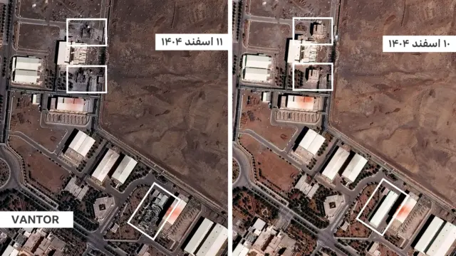 تصاویر قبل و بعد از حمله آمریکا و اسرائیل به تاسیسات هسته‌ای نطنز