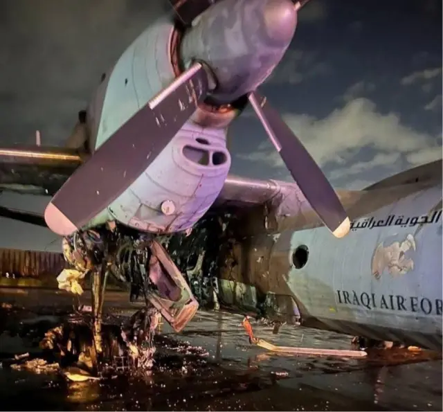 ক্ষতিগ্রস্ত বিমানের এই ছবি ইরাকি বিমান বাহিনী প্রকাশ করেছে