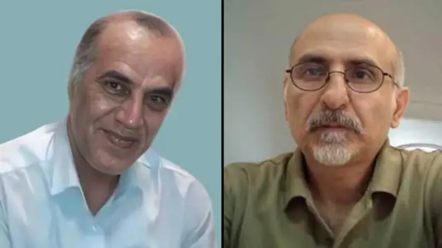 محمد تقوي سنكدهي وأكبر دانشوركار، الرجلين اللذين أُدينا بالانتماء إلى منظمة "مجاهدي خلق".