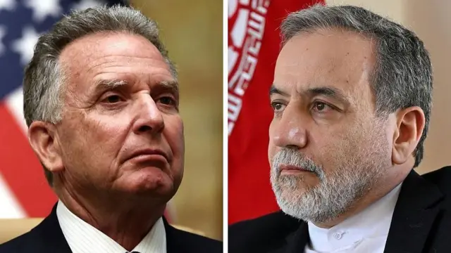 Steve Witkoff Bidix), Abbas Araghchi(Midig)