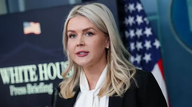Karoline Leavitt, secretaria de Prensa de la Casa Blanca, en rueda de prensa el miércoles 4 de marzo de 2026