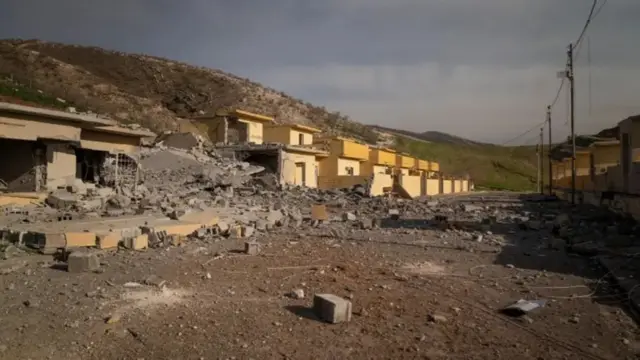 Zona afectada por ataques en el norte de Irak.