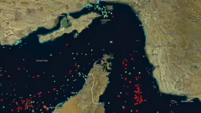 Hürmüz Boğazı gemi trafiğini gösteren bir harita