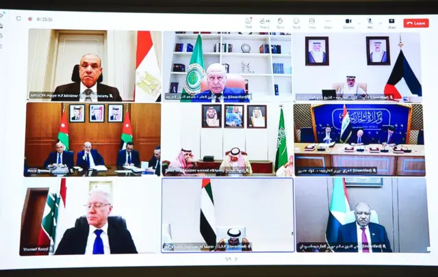 جانب من اجتماع افتراضي لمجلس جامعة الدول العربية على المستوى الوزاري في دورة غير عادية برئاسة الإمارات