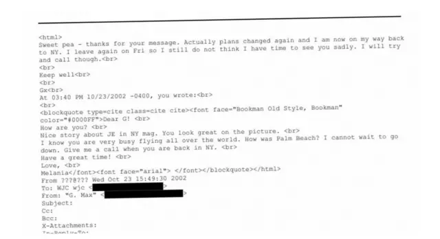 Email igaragaza ikiganiro cya Melanie Umugore wa Trump na Maxwell uvugwa kuba umugore wa Epstein