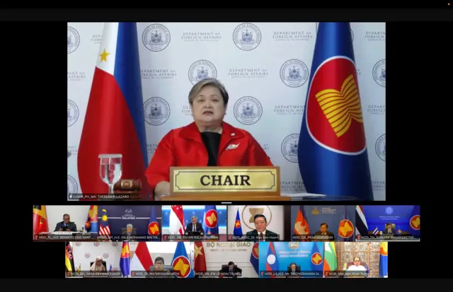 အာဆီယံအလှည့်ကျဥက္ကဋ္ဌ ဖိလစ်ပိုင်နိုင်ငံရဲ့ နိုင်ငံခြားရေးဝန်ကြီးဖြစ်တဲ့ မစ္စ ထရီဇာ လာဇာရို