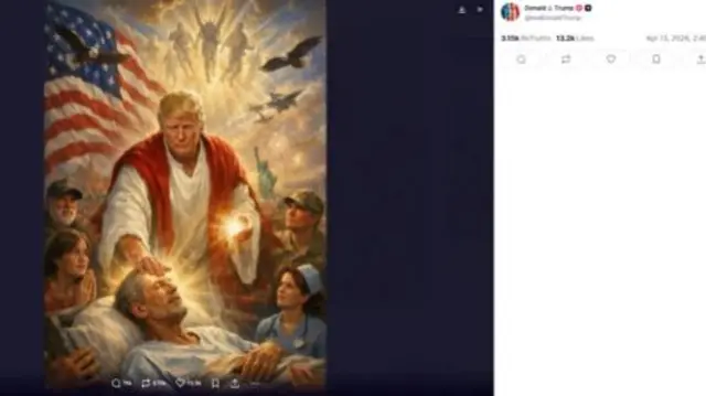 ترامب متشبه بالمسيح في صورة مولدة بالذكاء الاصطناعي.