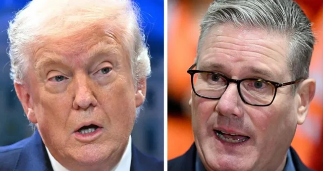 کی‌یر استارمر، نخست‌وزیر بریتانیا و دونالد ترامپ، رئیس‌جمهور آمریکا