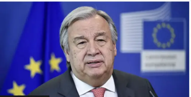 António Guterres arimo kuvuga areba imbere muri 'camera'