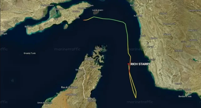 اؓبنائے ہرمز سے گزرنے والے جہازوں کا ٹریکنگ ڈیٹا