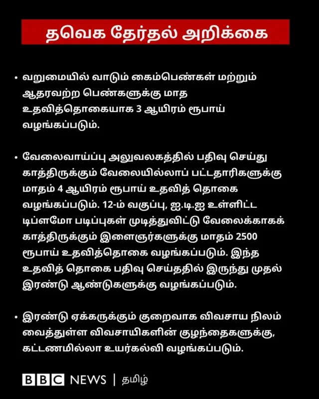 தமிழக வெற்றிக் கழகத்தின் தேர்தல் அறிக்கையில் என்ன கூறப்பட்டுள்ளது?