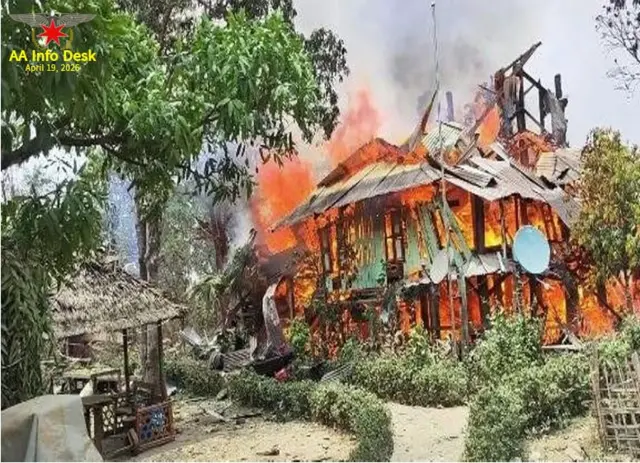 ဧပြီ ၁၉ ရက်မှာ လေကြောင်းဗုံးကြဲခံရတဲ့ မြောက်ဦးမြို့နယ်က ကျောက်ဆည်ပြင်ရွာဘုန်းကြီးကျောင်း