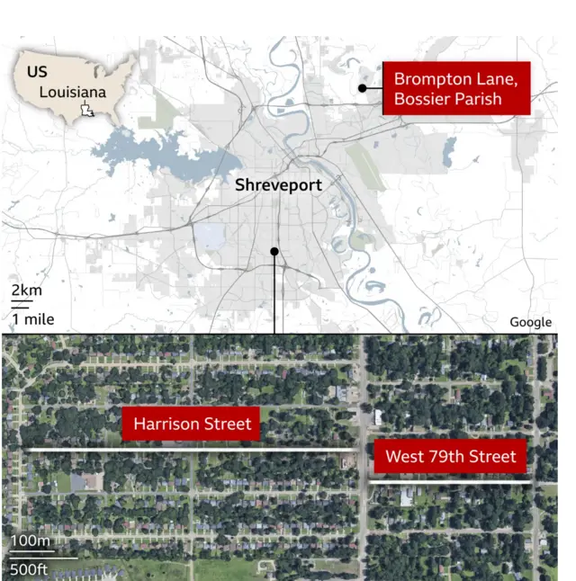 Ifoto yerekana ibice by’intara ya Louisiana byumwihariho Shreveport agave kabereyemo iri raswa