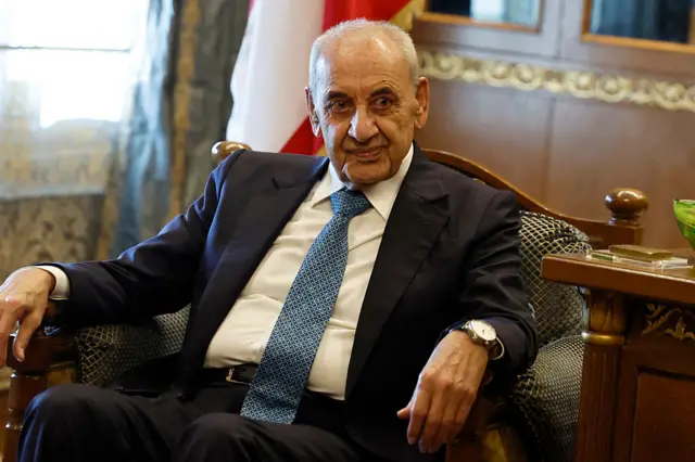 صورة لرئيس مجلس النواب اللبناني، نبيه بري بتاريخ 20 أبريل/نيسان عام 2023.