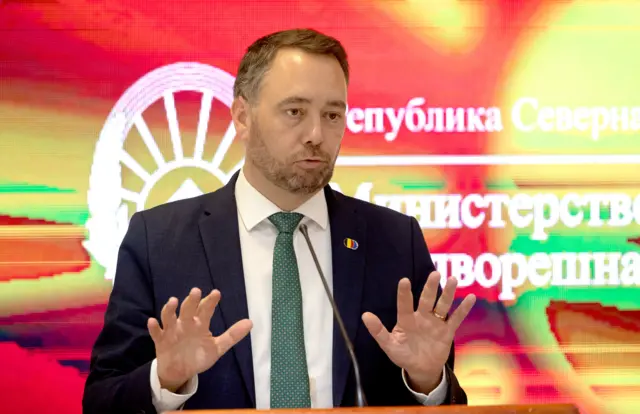 وزير خارجية بلجيكا ماكسيم بريفو يزور مقدونيا الشمالية، سكوبيه، جمهورية مقدونيا الشمالية - 15 أبريل 2026