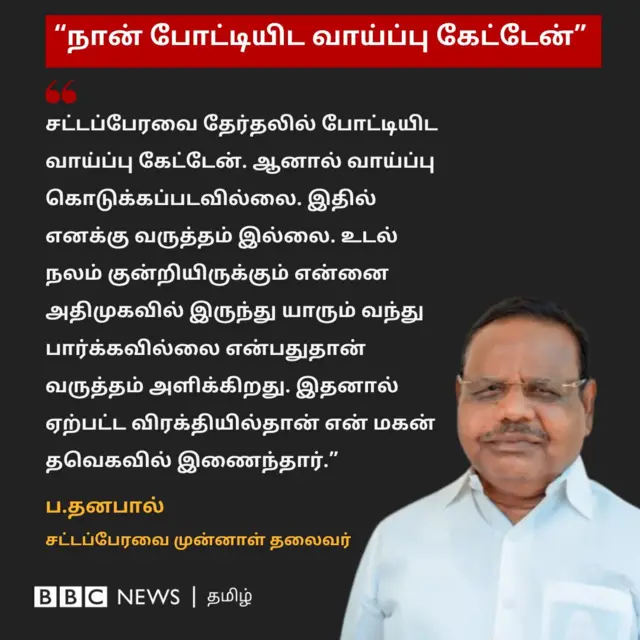 'தேர்தலில் போட்டியிட வாய்ப்பு கேட்டேன்' - தனபால் கூறியது என்ன?