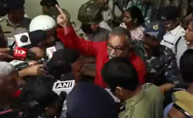 पुलिस और बीजेपी कैंडिडेट के बीच बहस