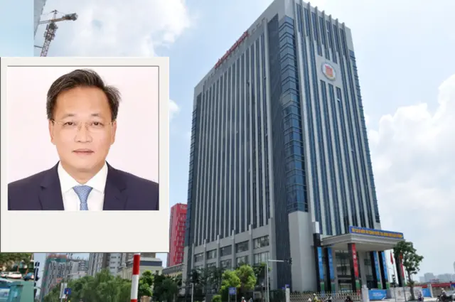 Hình ông Nguyễn Hữu Nghĩa trên nền trụ sở Kiểm toán Nhà nước