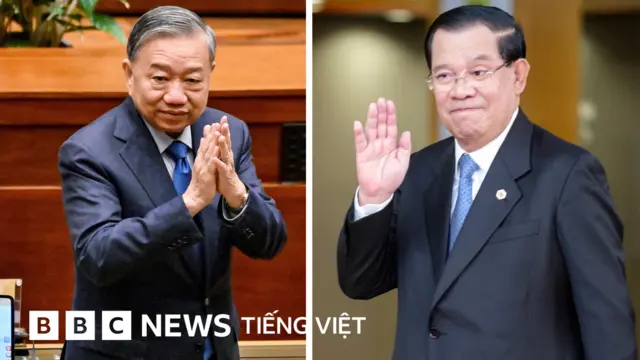 Ông Tô Lâm (trái) và ông Hun Sen