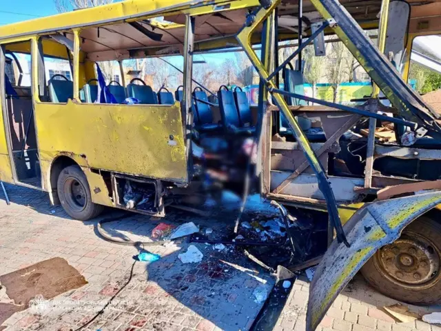 автобус после удара дрона