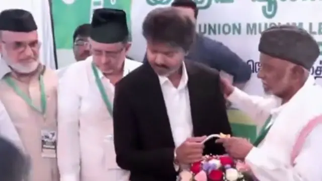 இந்திய யூனியன் முஸ்லீம் லீக் கட்சி தலைவரை நேரில் சந்தித்தார் விஜய்
