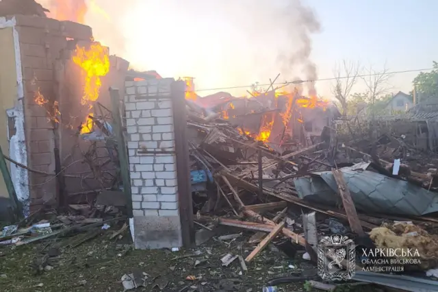 Последствия атаки в частном секторе в Харькове