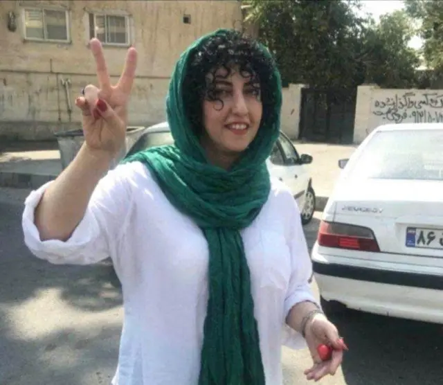 صورة أرشيفية لنرجس محمدي الحائزة على جائزة نوبل للسلام