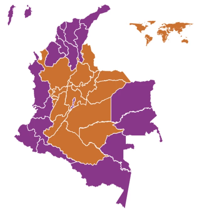 Mapa de votación por departamentos