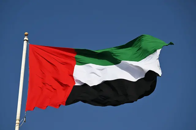 العلم الإماراتي يرفرف.