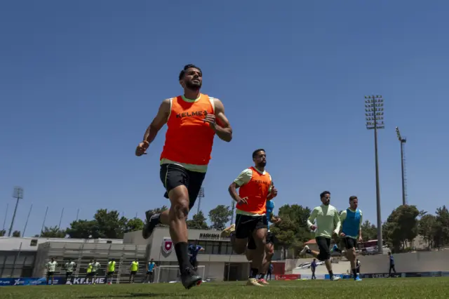 جانب من تدريبات المنتخب الأردني لكرة القدم في عمّان قبل السفر إلى الولايات المتحدة استعداداً للمشاركة الأولى في كأس العالم