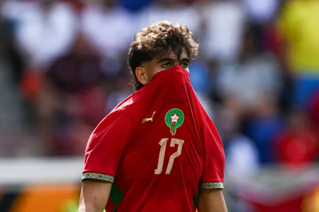 عبد الصمد الزلزولي، لاعب المنتخب المغربي، المباراة الودية أمام النرويج في نيوجيرسي.
