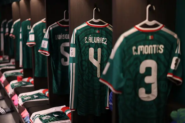 El vestuario de México en el estadio