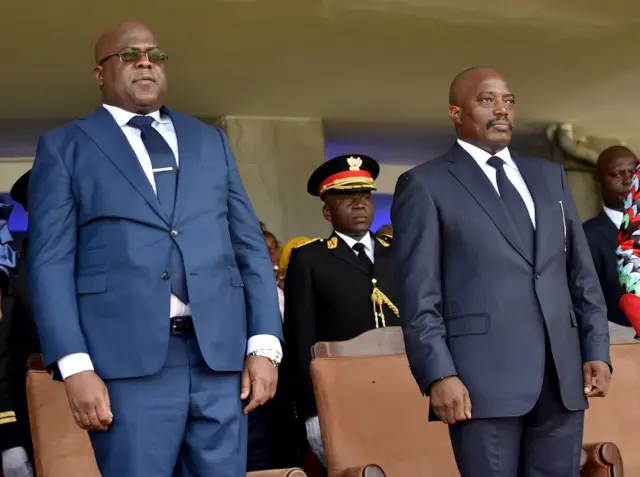 Kabila na Tshisekedi mu muhango wa mbere wo guhana ubutegetsi mu mahoro muri RD Congo wabaye mu 2019